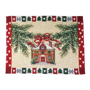 Set of 4 House Ornament Tapestry Placemats Christmas